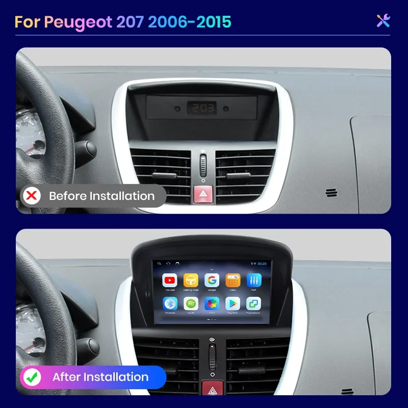 AWESAFE PX9 Wireless CarPlay Autoradio for PEUGEOT 207 207CC 2006-2015 Car Radio Multimidia Android Aut Car Intelligent Systems