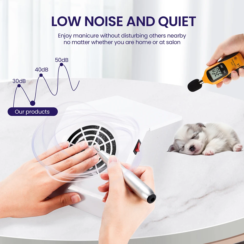 3300PRM Nail Dust Collector Low Noise Foldable Nail Dust Collector With 2 Reusable Filter bags Vacuum Fan Dust Extractor