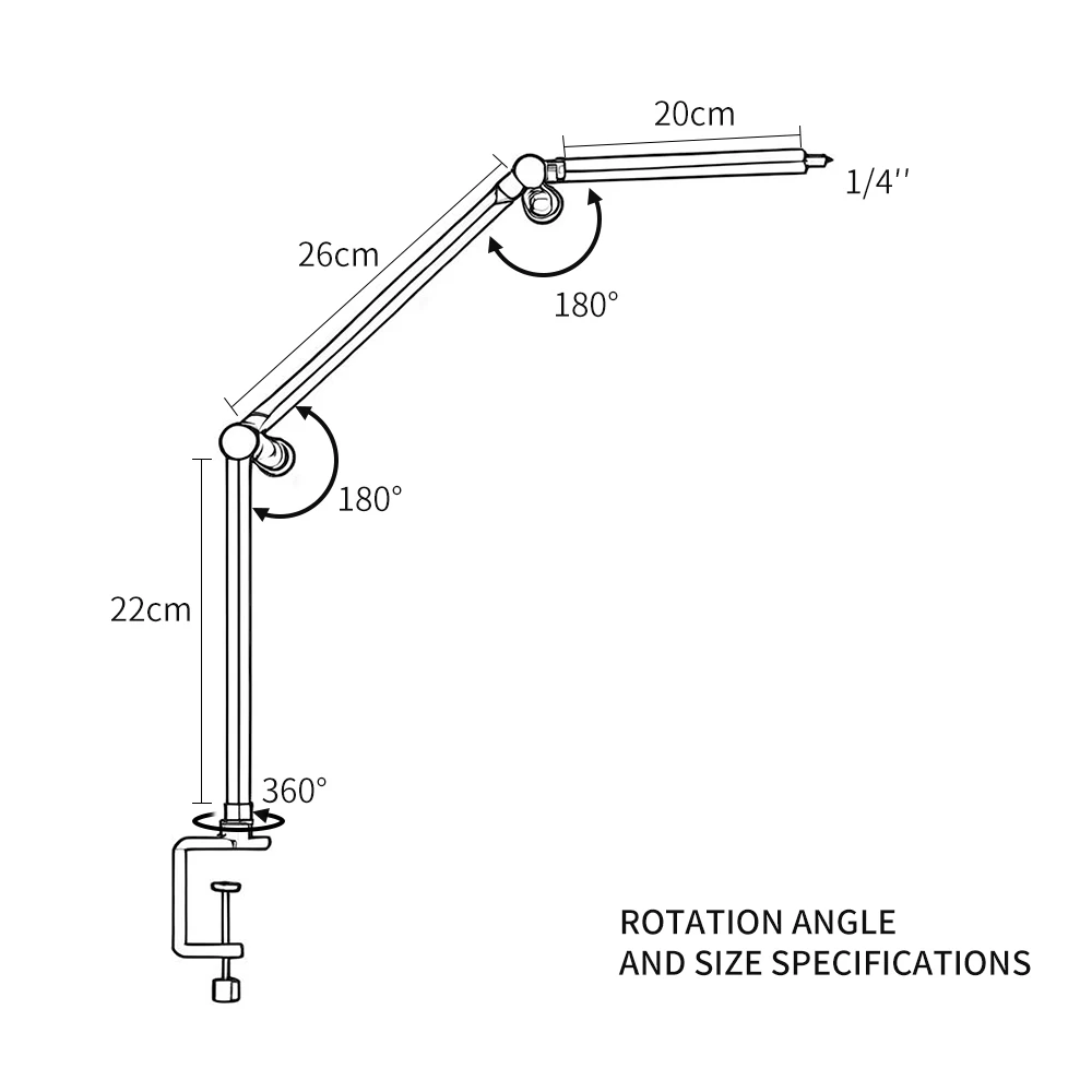 Soporte plegable de escritorio C, soporte de Metal con forma Flexible, soporte de carga de 2kg, cabezal de bola para proyector de luz, cámara de teléfono inteligente