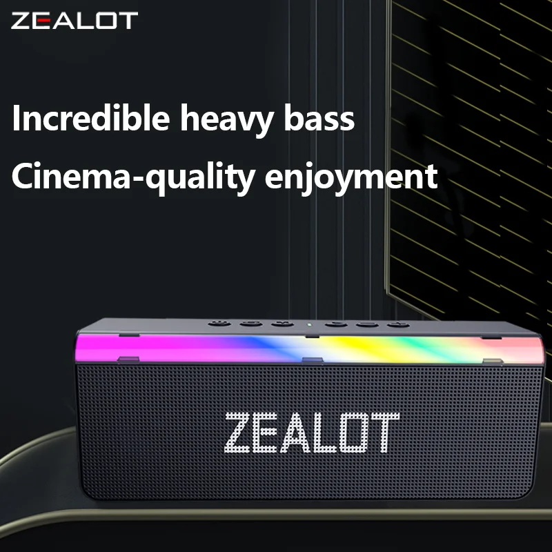 ZEALOT S72 20W Wireless Speakers, Dual Pairing, RGB light, 3000mAh Battery, Charging Cable, Booming bass.