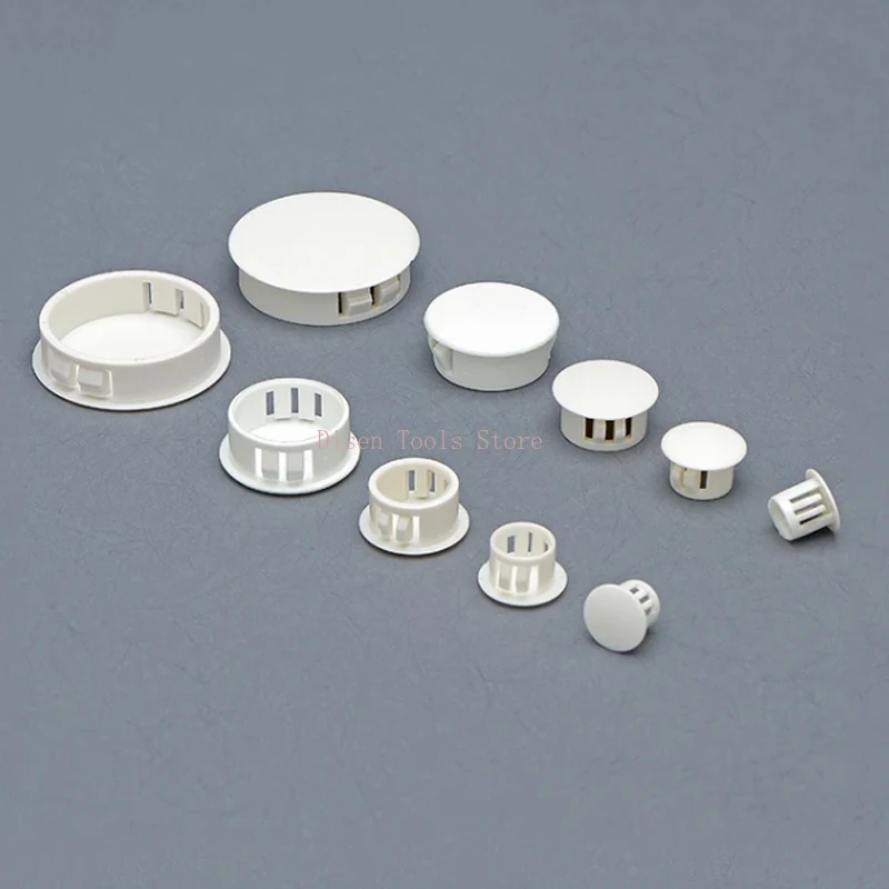 الأبيض جولة PP البلاستيك مشبك المكونات المفاجئة على المكونات البلاستيكية المقابس ثقب يغطي القطر 5-50 مللي متر