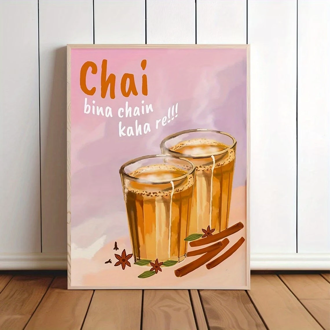 1pc frameless Canvas Painting Modern Chai Bina Tea Quote & Indian Spice Wall Art Print Canvas Painting Poster Picture For Living