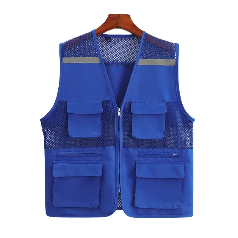 DurableMulti Pocket Reflective Vest Express Work Suit Delivery Advertising Shirt