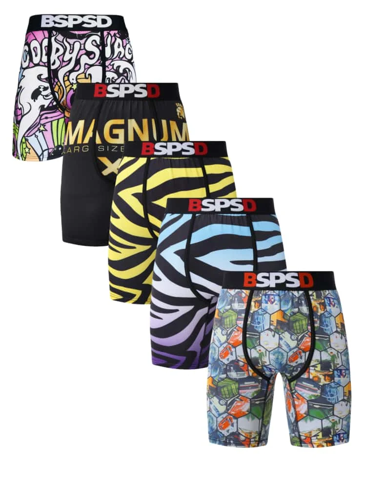 

5 шт., мужское нижнее белье, боксеры, дышащие мужские трусы для плавания, мужские трусы с принтом больших размеров, сексуальные мужские боксеры