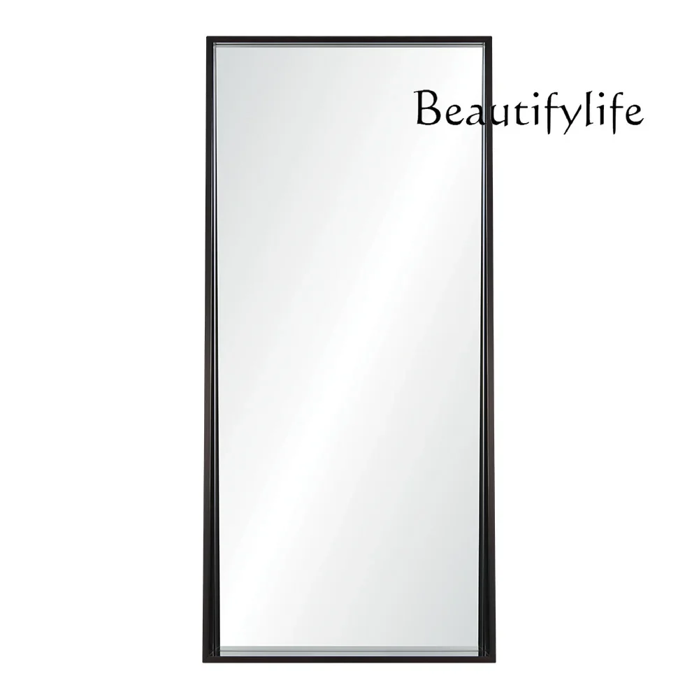 

European and American simple black stainless steel full body floor home bedroom fitting mirror three-dimensional