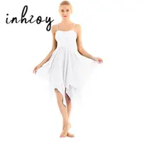 Vestido de baile de Ballet de gasa para mujer adulta, vestido sin mangas con tirantes finos de Color sólido, Ropa de baile lírico contemporáneo de salón 2025