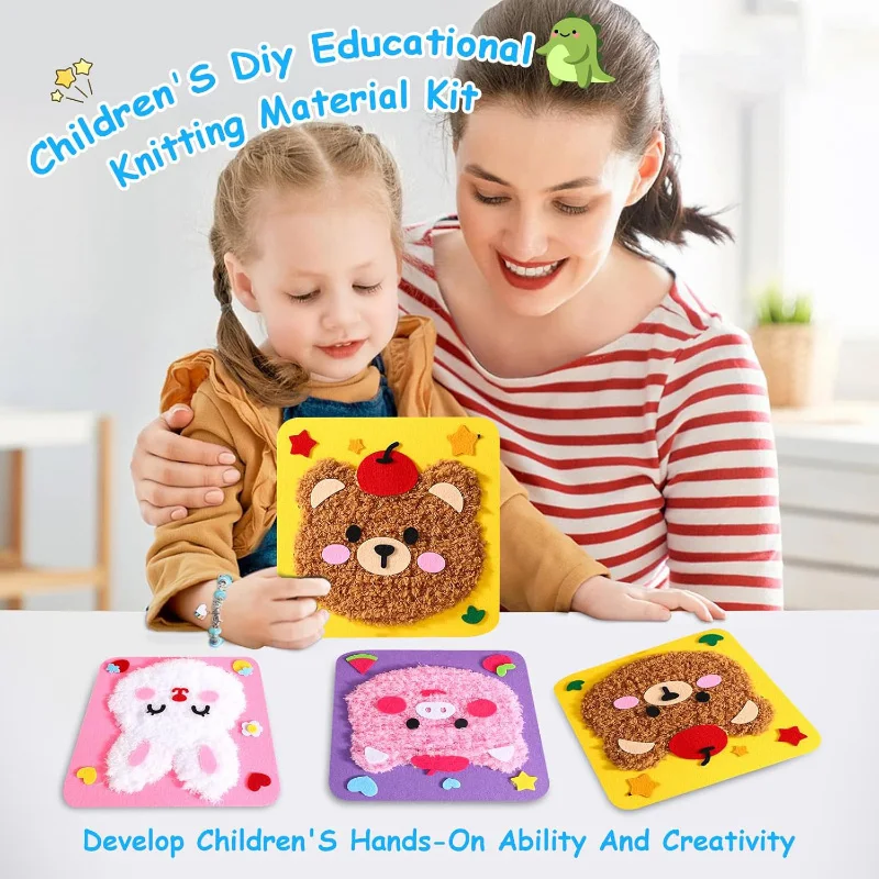 Fine Motor Training Embroidery Boards DIY Crafts Toys for Kids Children Beginner Cartoon Thread Sewing Non-woven Material Kits