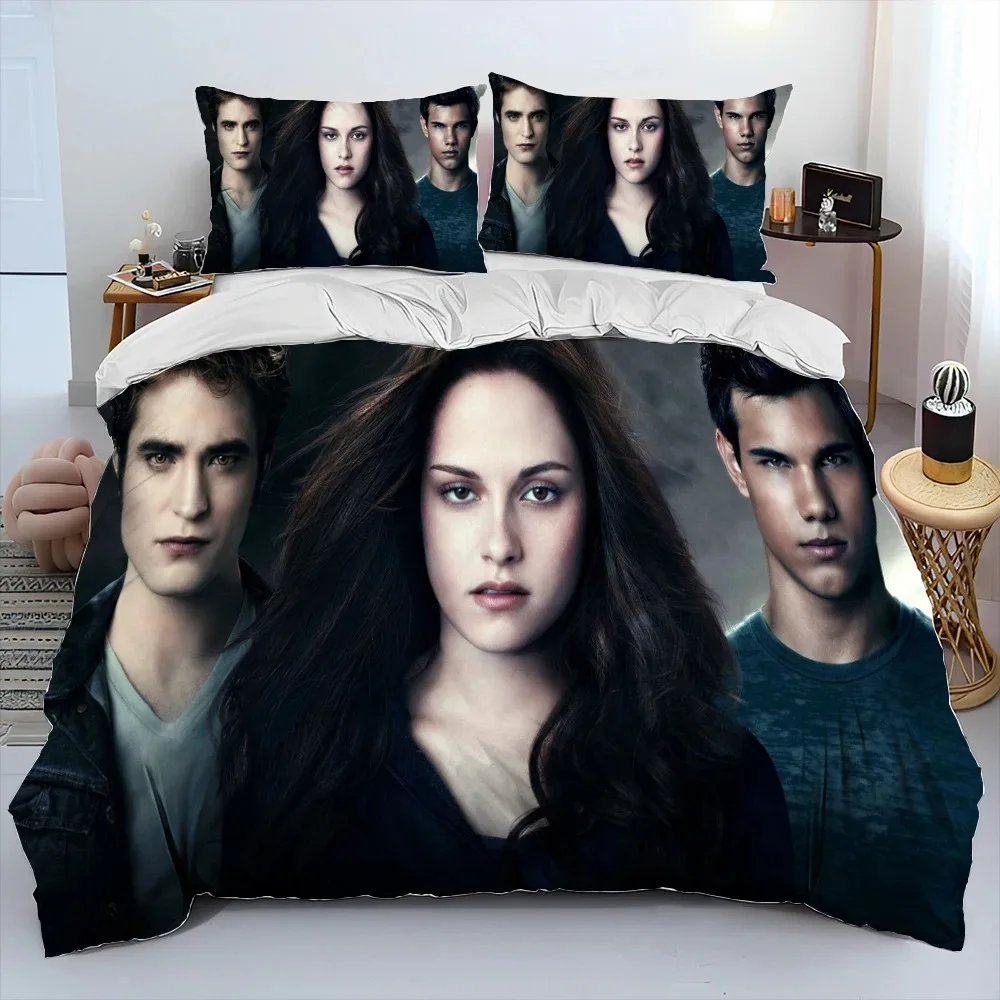 3D The Twilight Saga HD Bedrucktes Bettdecken-Set, Bettbezug-Set, Steppdeckenbezug, Kissenbezug, King-Size- und Queen-Size-Bettwäsche-Set für Kinder