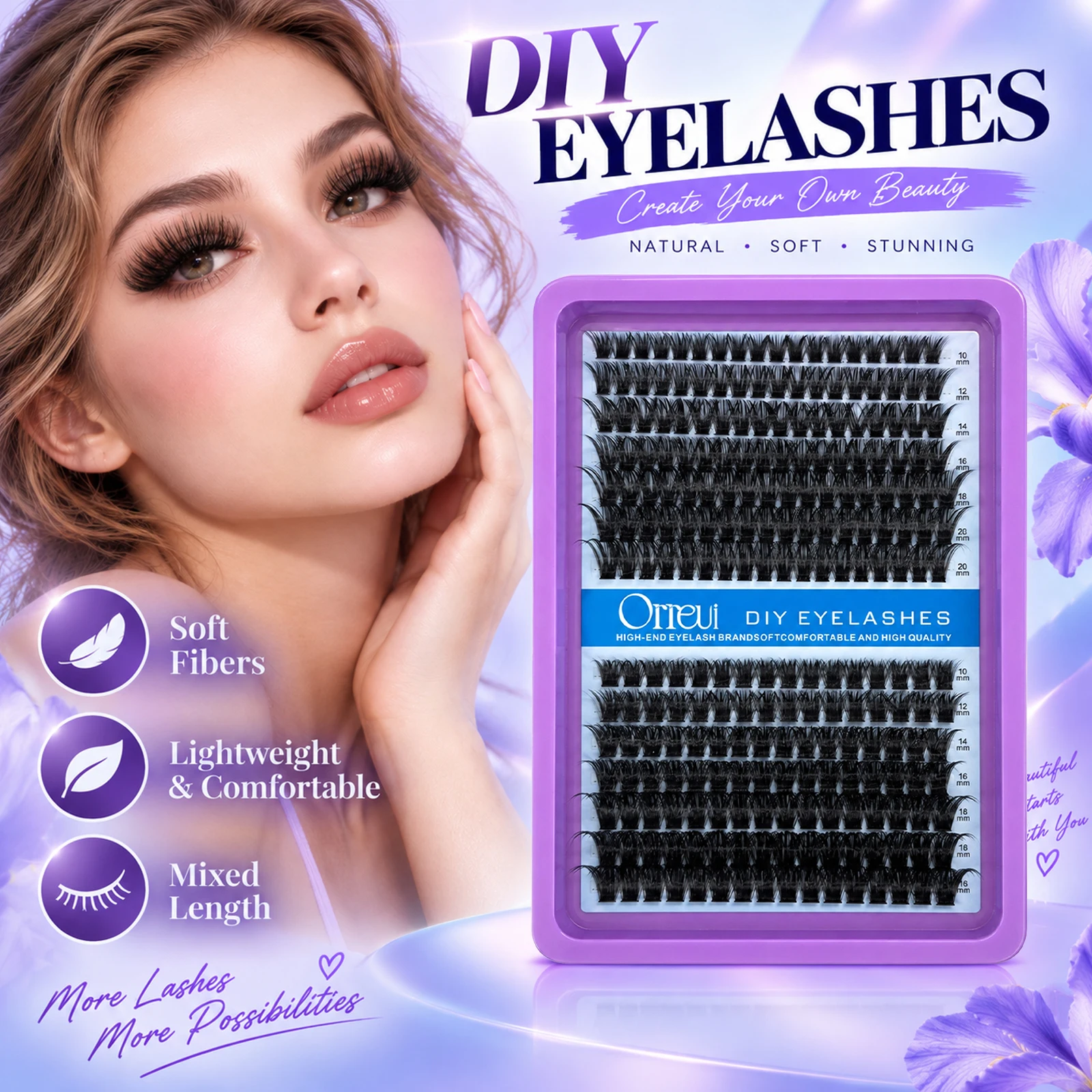 80D & 100D DIY Cluster Lashes Mixed Length 10-18mm Soft Fluffy Volume Individual False Eyelash Extensions Easy Pickup
