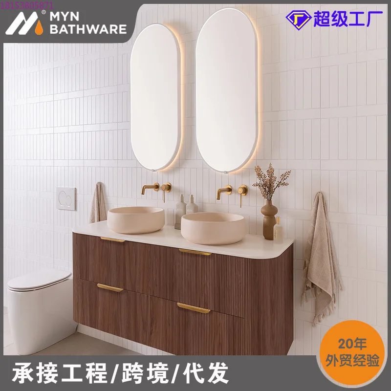 Oak French retro bathroom cabinet combination toilet washstand wall-mounted groove
