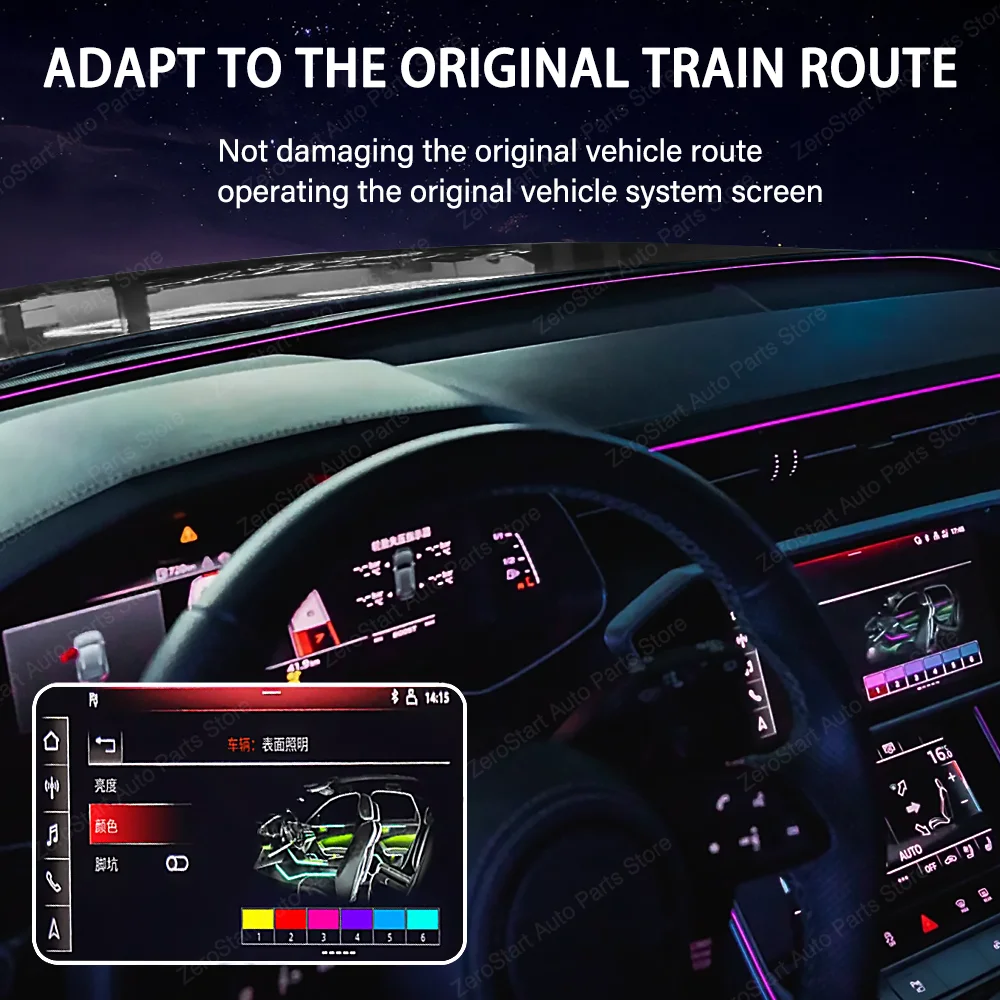 32 Colors Streamer Car Ambient Lights LED Interior Hidden Silicone Strip Symphony Atmosphere Lamp For Audi A4 A5 Q5 B9 A6 A7 C8 4