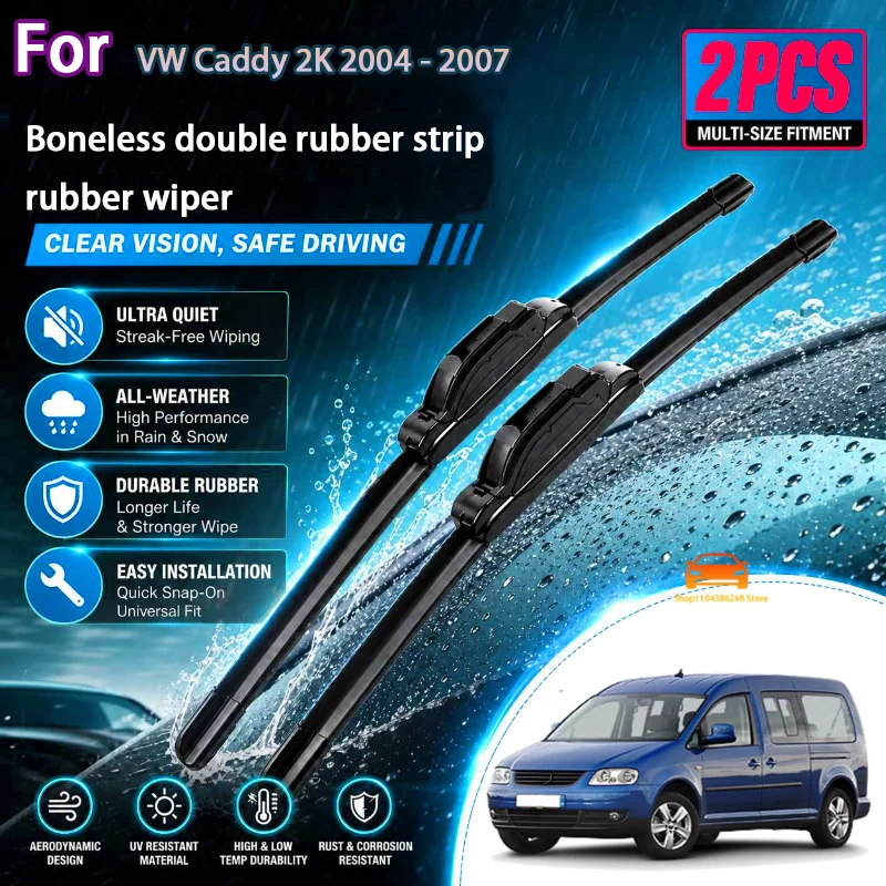 Escobillas Limpiaparabrisas Delanteras para VW Caddy 2K 2004-2007, Limpiaparabrisas, Escobillas para Lluvia, 24"+19", Piezas de Modificación