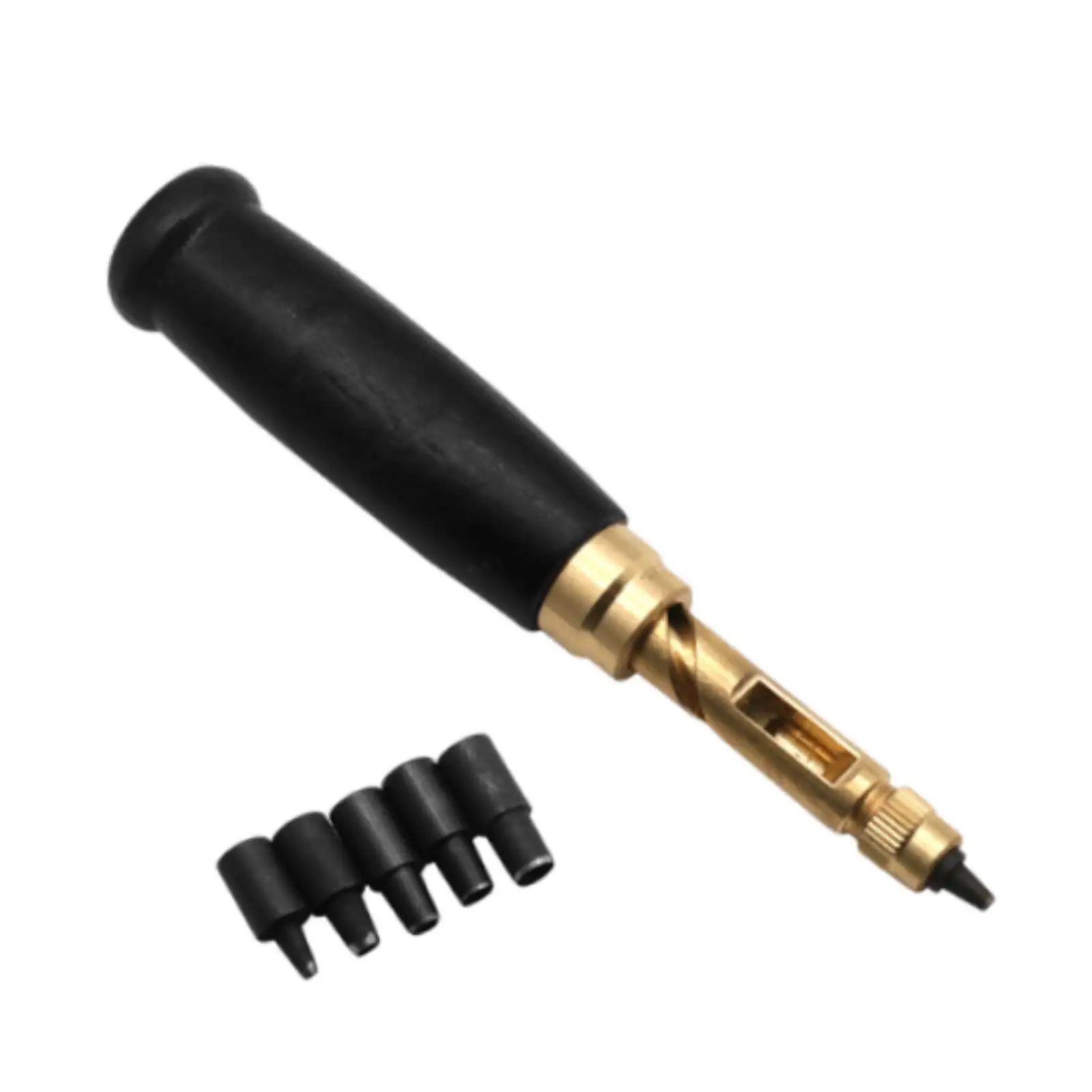 Screw Hole Punch Auto Leather Tool with Wood Handle 6 Tip Sizes Fabric Punch Set for DIY Crafts Paper Fiber Sewing Leather