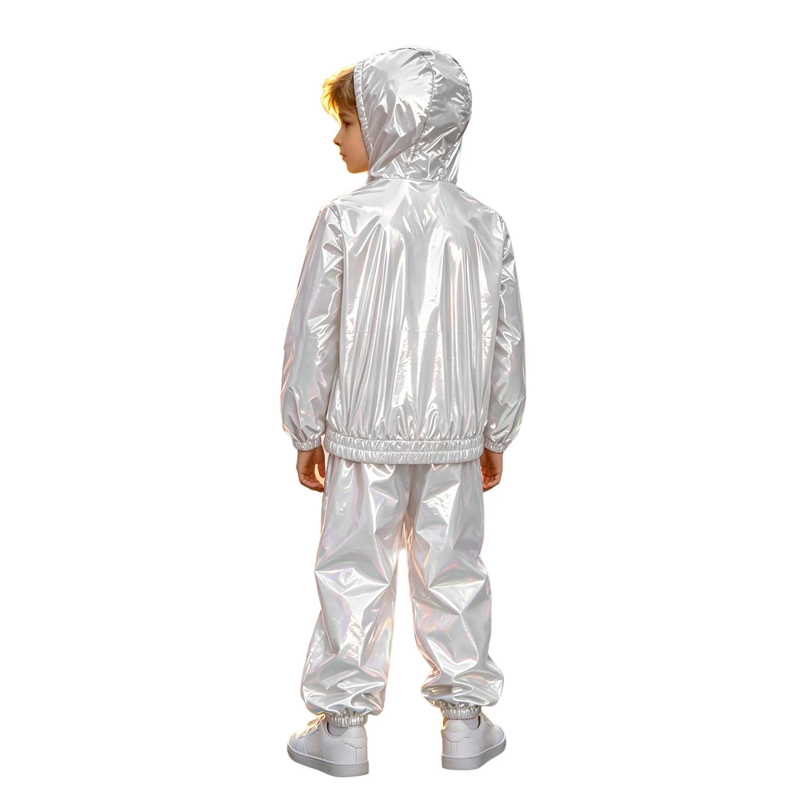 Kids Boys Water Resistant Sports Outfit Long Sleeve Zipper Hooded Jacket Raincoat with Jogger Pants for Hiking Fishing Cycling