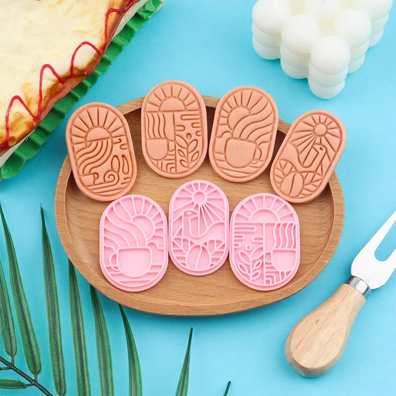 Coffee Theme Pattern Series Clay Cutter 3D Cartoon Embossing Mold DIY Polymer Clay Craft Tool