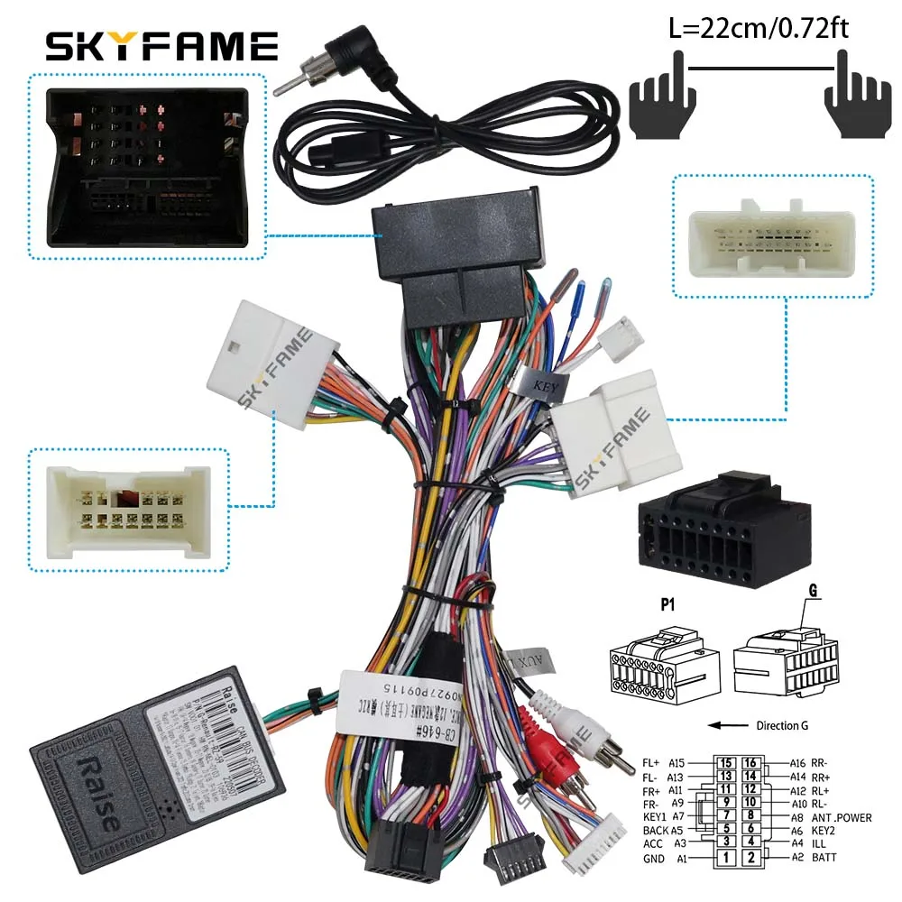 Skyfame adaptador de cablagem de carro, 16 pinos, caixa canbus, decodificador para renault megane 3 koleos fluence lnf1.10 lnf1.11 g-renault-rz-57