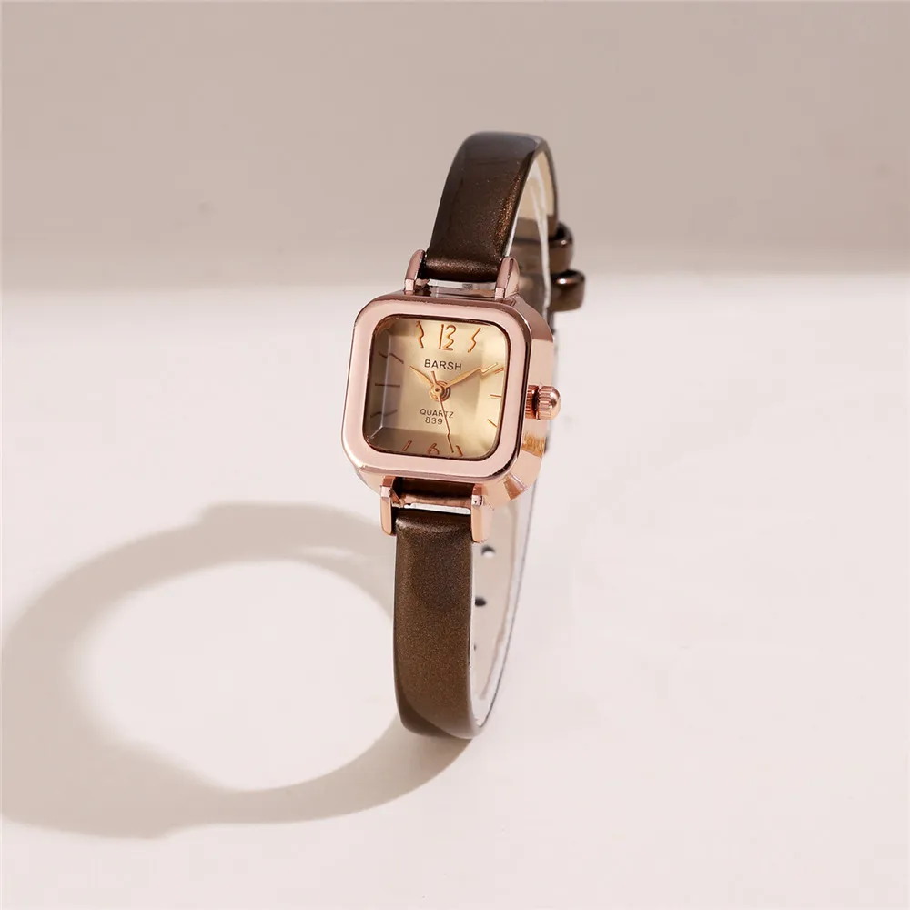 fashion small dial pu leather lady women quartz casual watch