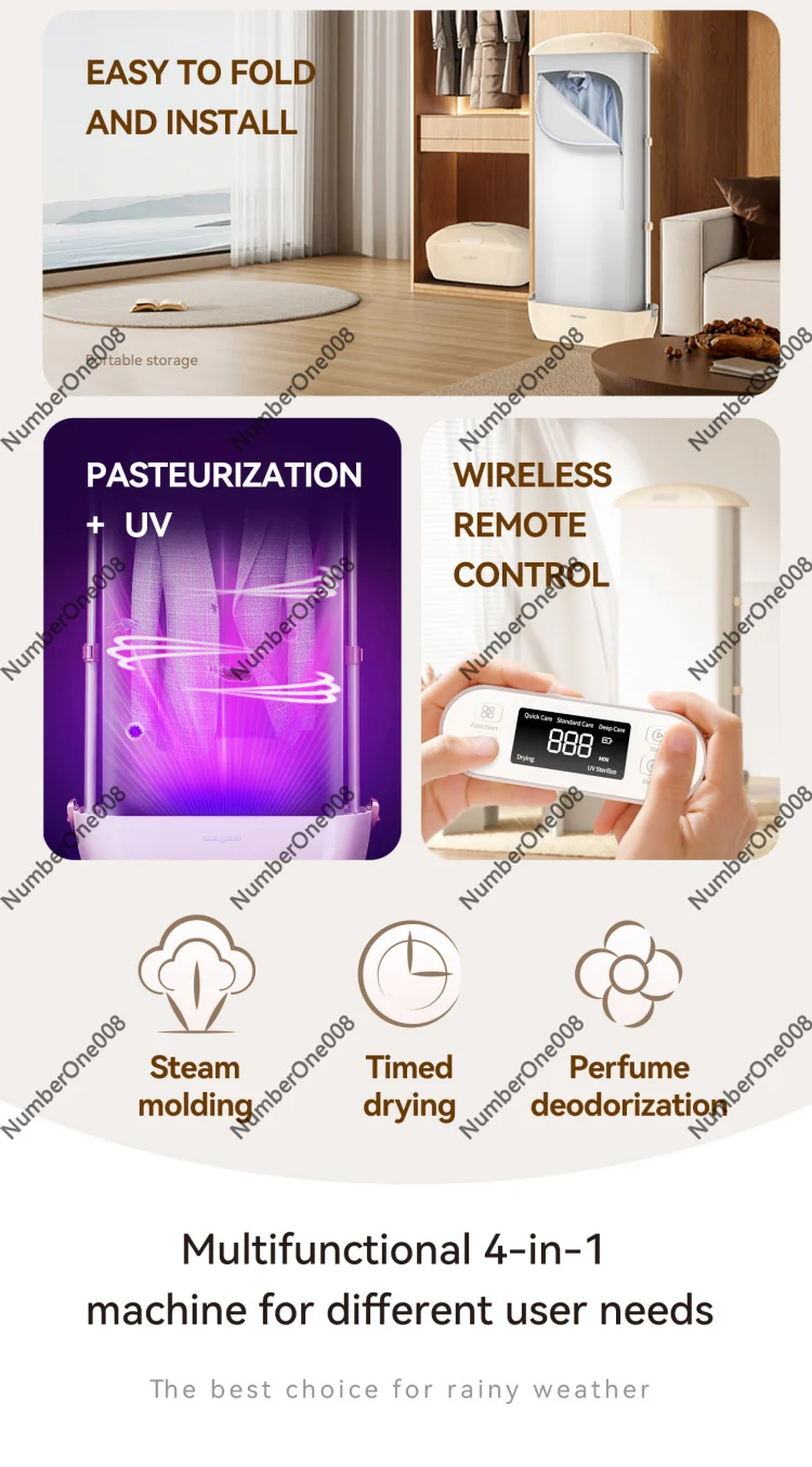 Portable Steam Ironing Machine, Multifunctional Electric Clothes Dryer for Home Balcony, Thermal Heated Auto Mobile Ironing Tool