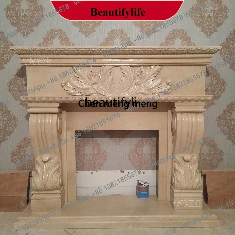 Z183 Marble mantel European stone carving fireplace background wall decorative cabinet ornament