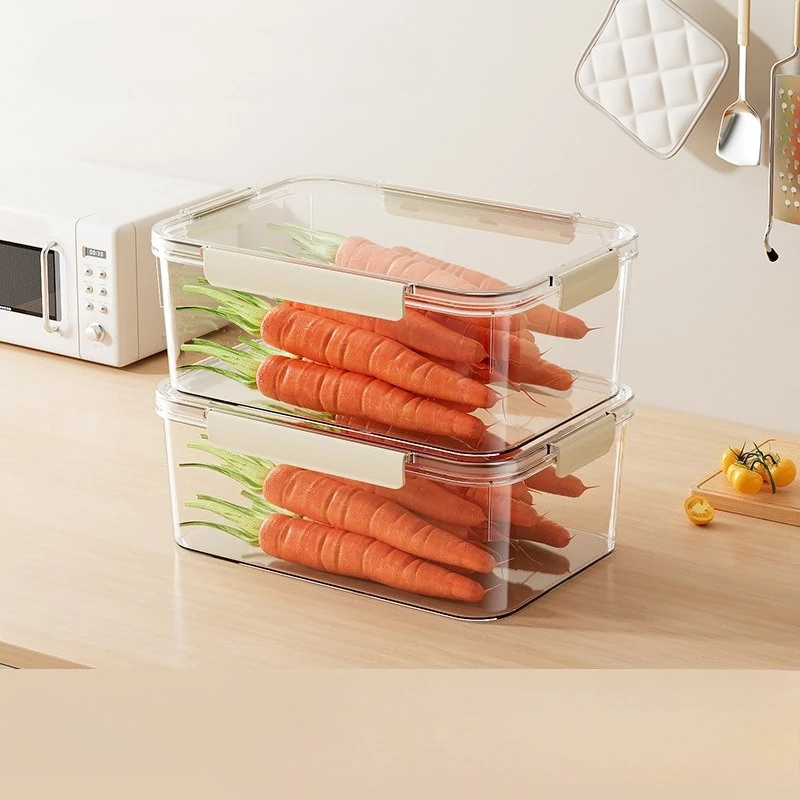 

Kitchen Refrigerator Sealed Rectangular Storage Box with Lid Plastic Crisper Household Fruit and Vegetable Preservation Box