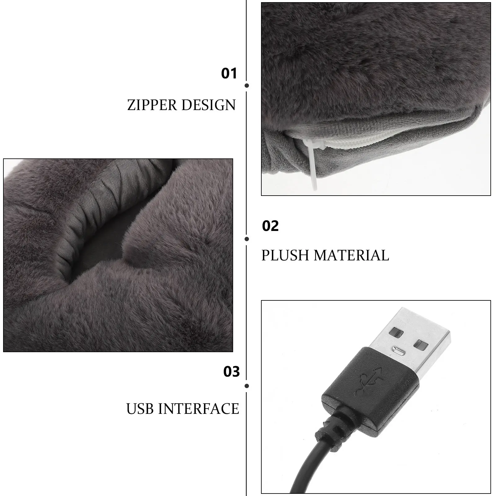 

1 Set USB Foot Warmer Supple Electric Heating Shoes Safe Warm Shoes for Winter Home Office Use USB Foot Warmer