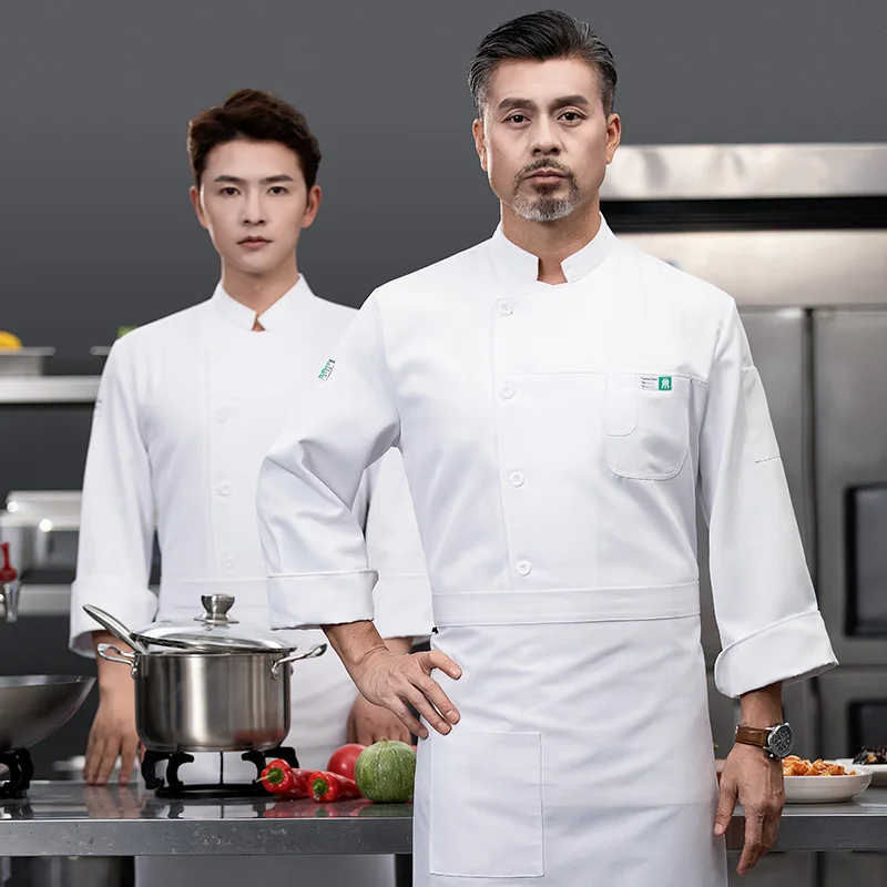 Mono de Chef para hombre, manga larga y manga corta, cocina y cantimplora, restaurante chino, hornear, uniforme de Chef de punto occidental Spri