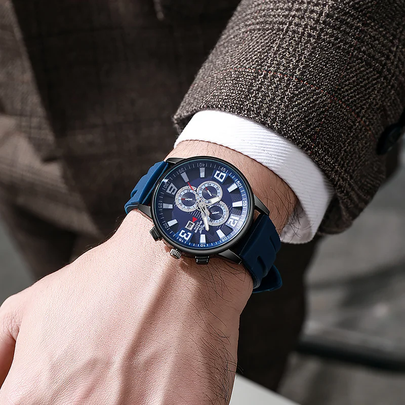 

Мужские кварцевые часы с тремя циферблатами, 1 шт., спортивные часы для мужчин, подходят для мужчин и молодых студентов, подарок на день рождения или праздник - без подарочной коробки.