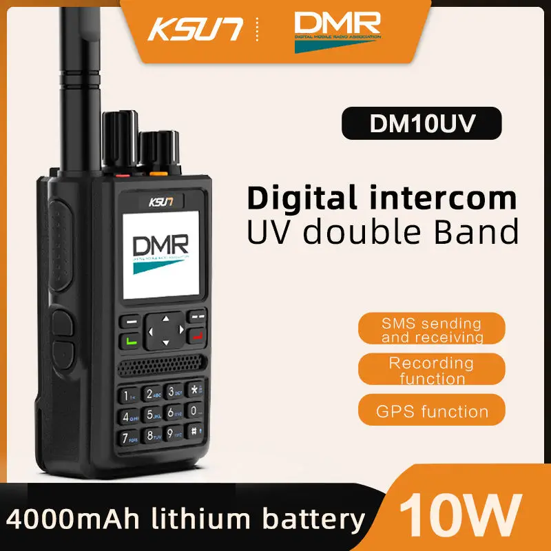 KSUN DM10 디지털 모바일 라디오 UV 듀얼 밴드 워키토키 DMR 모바일 스마트폰 라디오(GPS 포함)