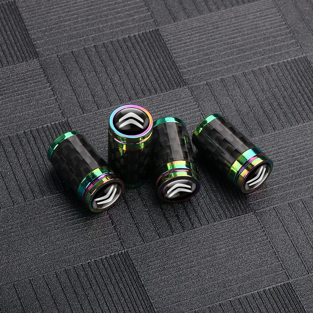 4pcs Metal Carbon Fiber Car Tire Valve Cap Dust Cap Rim Accessories For Citroen C1 C2 C3 Grand C4 Picasso C4L VTS C-ELYSEE DS C6