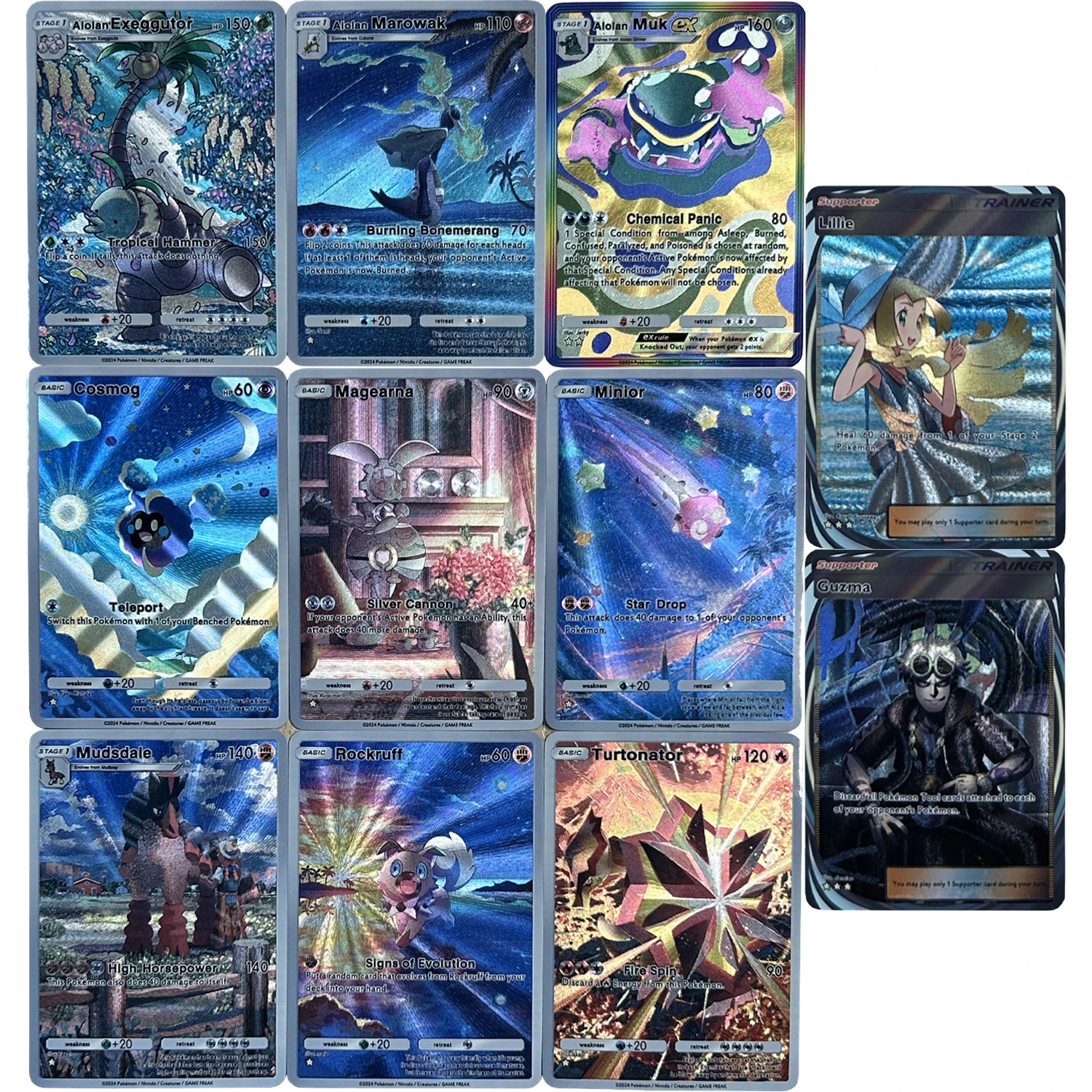 

11 шт./компл. PTCG Lillie Guzma Guzma Magearna текстура флэш-карта самодельная английская версия классическая игра аниме коллекционные карты игрушки