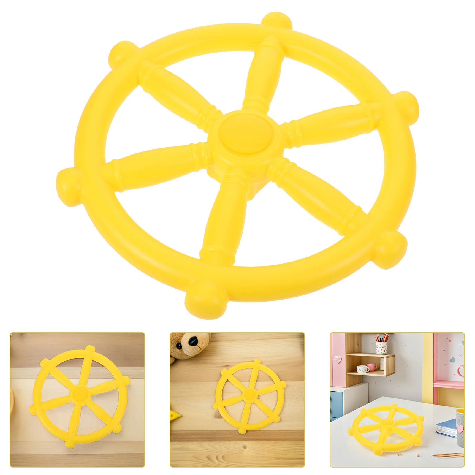 1Set Pirate Ship Steering Wheel Plastic Realistic Driving Experience Outdoor Playhouse Treehouse Swing Set Backyard Playground