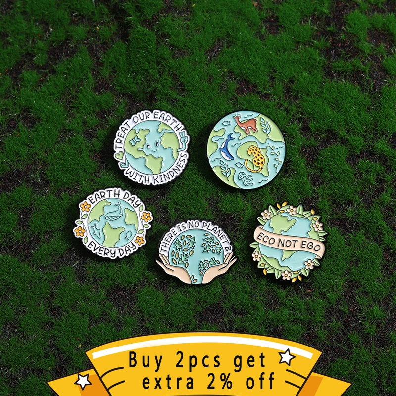 Protecting Our Ecological Environment Enamel Pins Custom Earth Day Every Day Brooches Lapel Badges Funny Nature Jewelry Gift