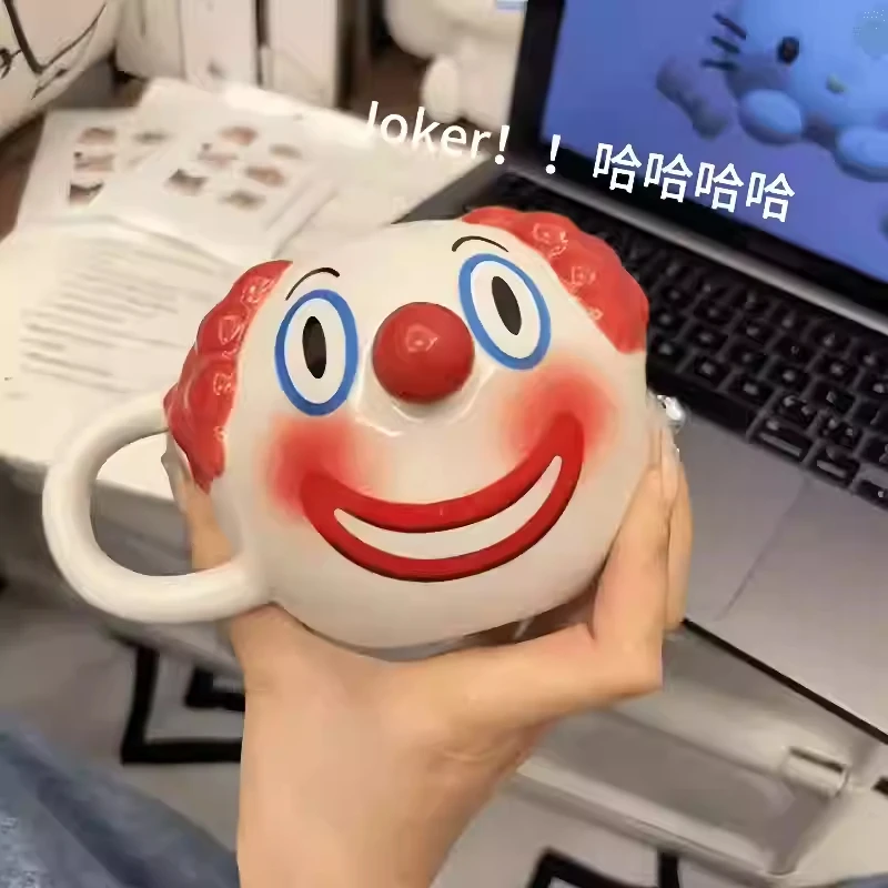 480ml Porcelain Joker Mug With Handle Ceramic Clowm Cup For Coffee Milk Tea Water Cartoon Breakfast Cup Funny Gift For Girls