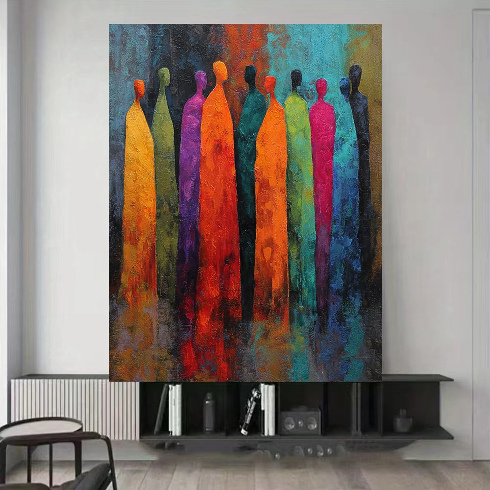 

Абстрактная цветная портретная картина маслом, толстая текстурированная картина для украшения стен дома, современное искусство, настенная живопись в стиле Ins