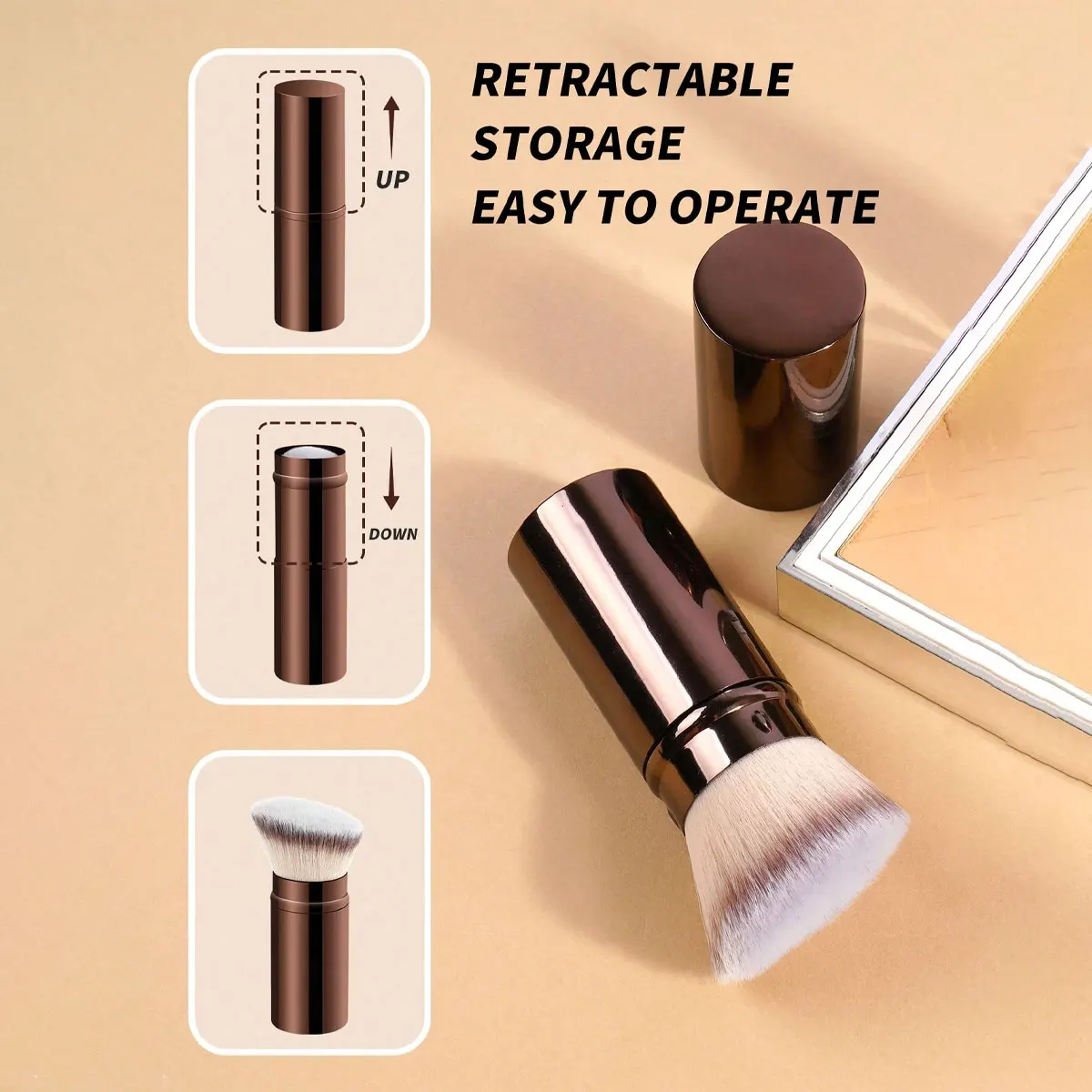 1 قطعة فرشاة الوجه المهنية القابلة للسحب فرشاة للمكياج فرشاة أحمر الخدود فرشاة كونتور فرشاة كريم الأساس فرشاة البودرة السائبة الاصطناعية H #6