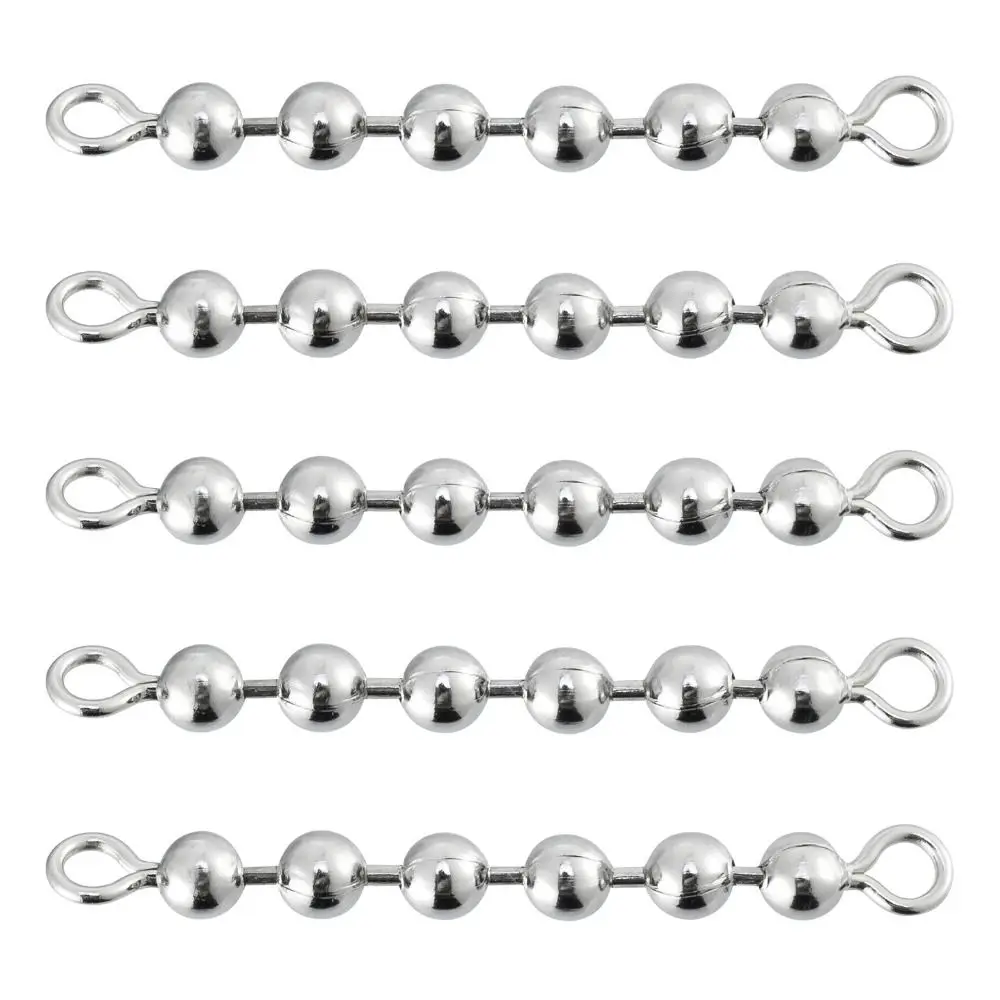 5pcs Bead Fishing Bead Chain Swivel Eight-figure Ring Stainless Steel Fishing Rolling Bead Chain Connector High Speed