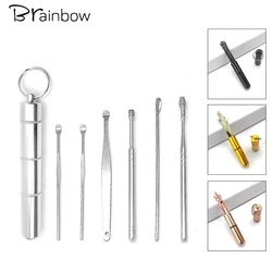 Brainbow 6 sztuk/zestaw wosku z uszu zbieracze ze stali nierdzewnej Earpick urządzenie do usuwania wosku Curette patyczek do uszu Cleaner łopatka do uszu pielęgnacja czyszczenie uszu narzędzia