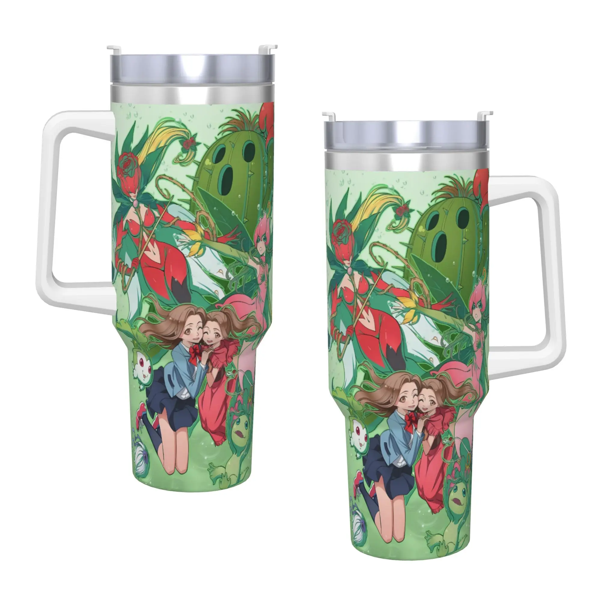 Stainless Steel Tumbler Anime Digimon Adventure Palmon Coffee Mug  Drinks Mugs Cup Travel Graphic Water Bottle