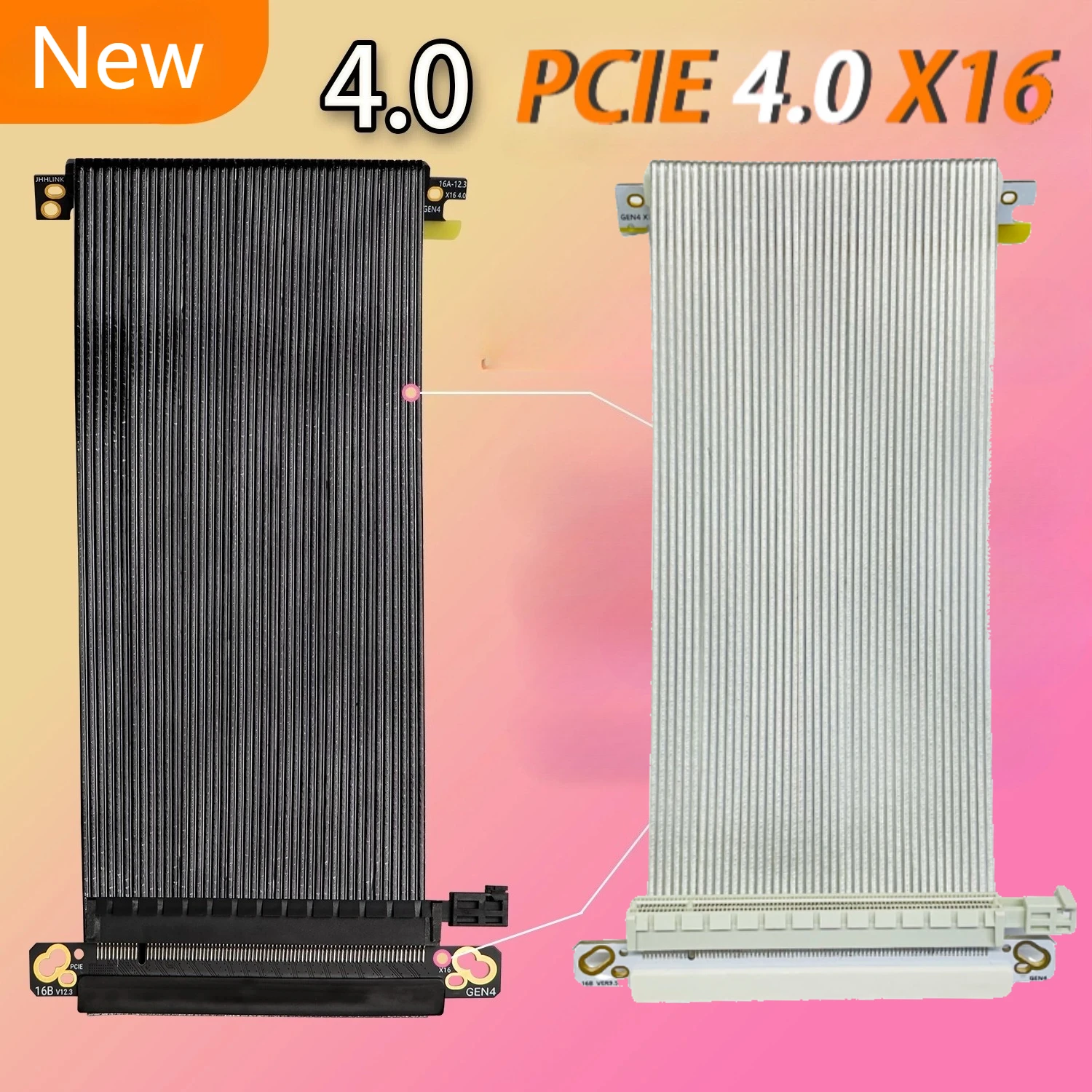 17.5/18.5/20 cm PCI-E 4.0 X16 Riser Cable Double Reverse Connector 32GB/s High-Speed GPU Extension Cord Designed for ITX Chassis