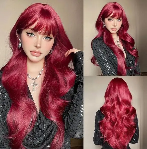 

Burgundy Water Wave Synthetic Long Hair Wig