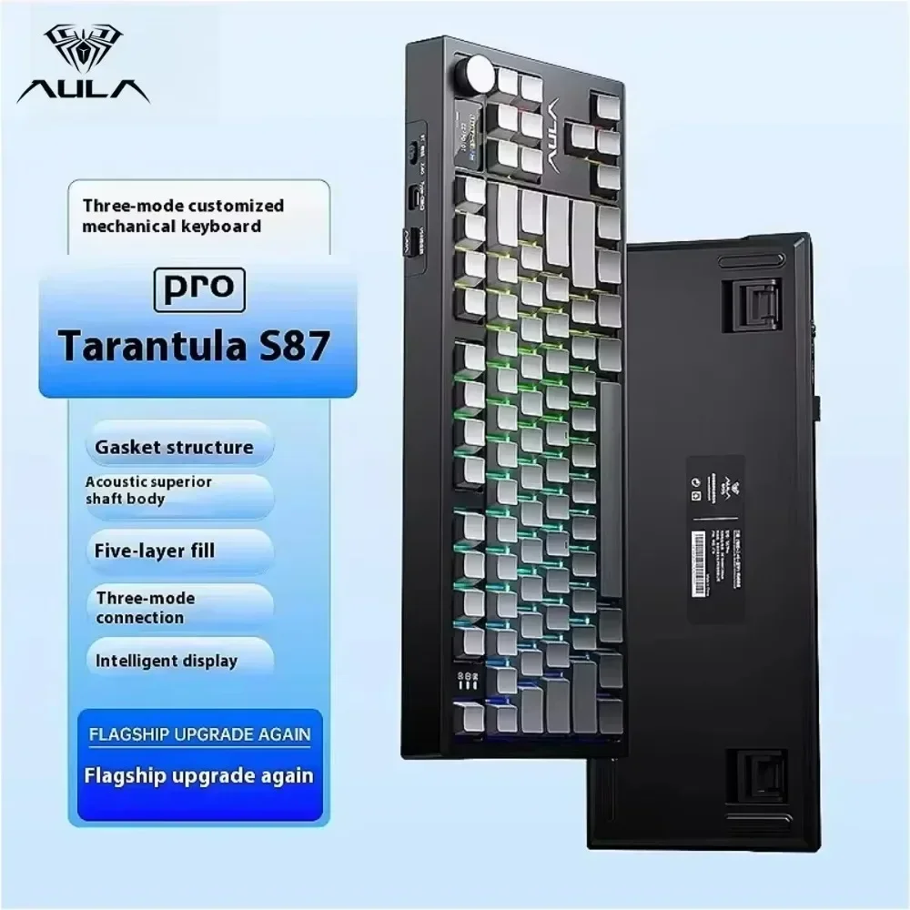 

AULA S87Pro Mechanical Keyboard Wireless Gaming Keyboard Personalized Tri-mode RGB Hot Swappable Customized Games Accessories