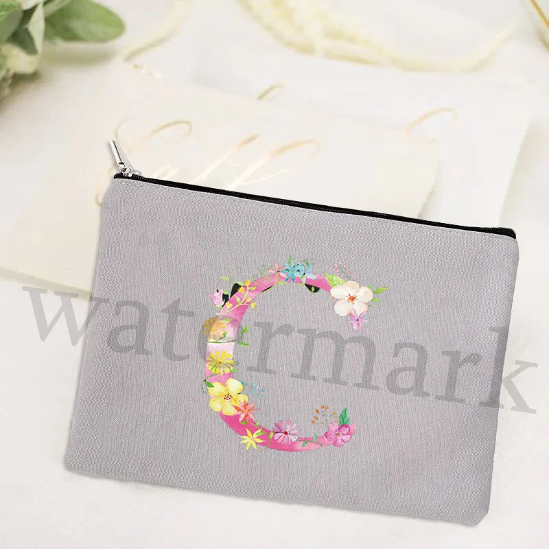 Letter MakeUp Bag Cosmetic Bag Toiletries Organizer Wash Storage Pouch Wedding Party Bride Teacher Gifts Makeup Case Organizer