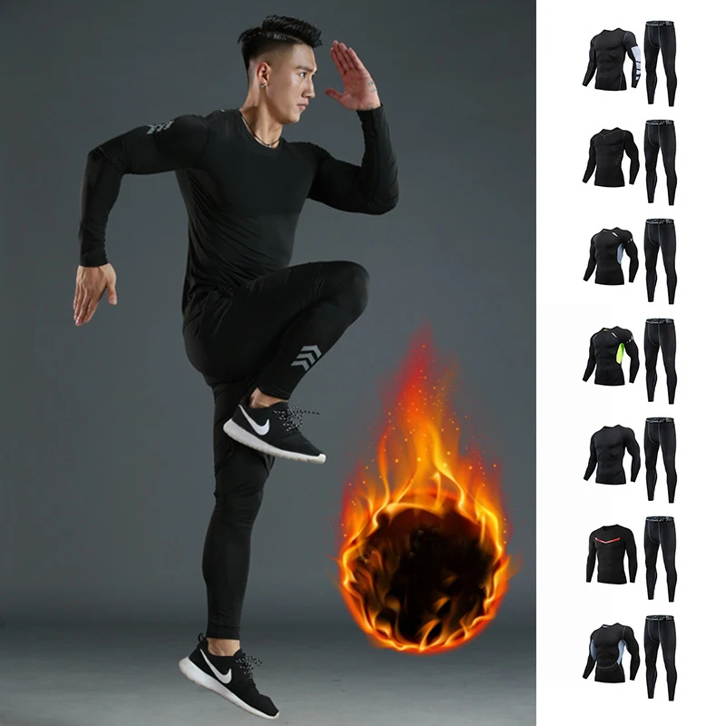 Winter Warm Fleece Long Johns Men Thermal Underwear Male Thermo Leggings Thermal Shirts Tights Pajama Set Man Thermal Clothing