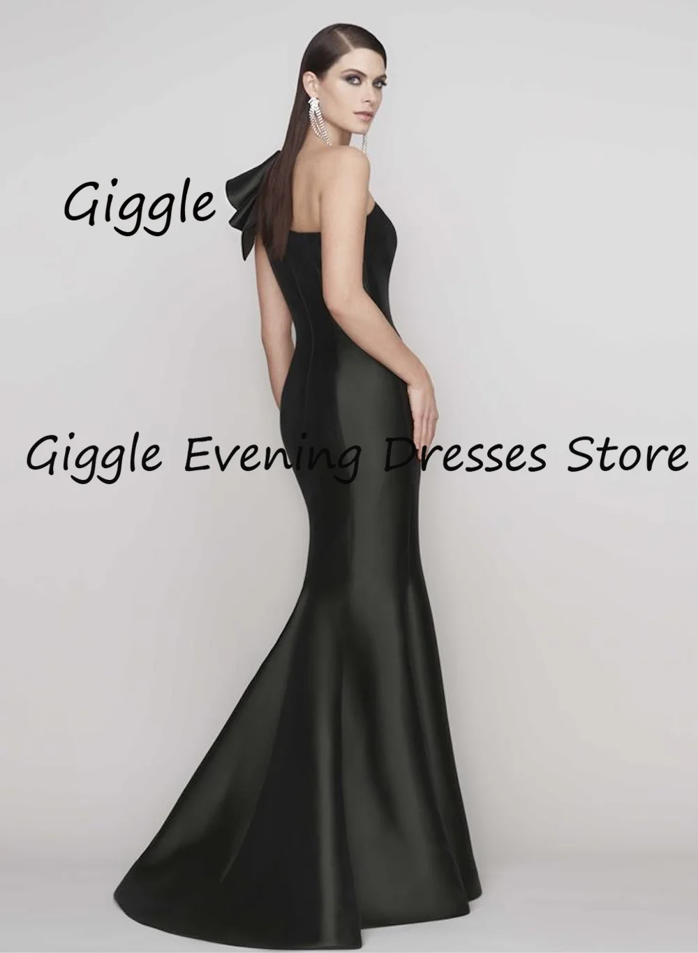 Giggle Satin Mermaid One-shoulder Ruffle Formal Elegant Prom Gown Floor Length luxury Evening Party Dresses for Women 2024