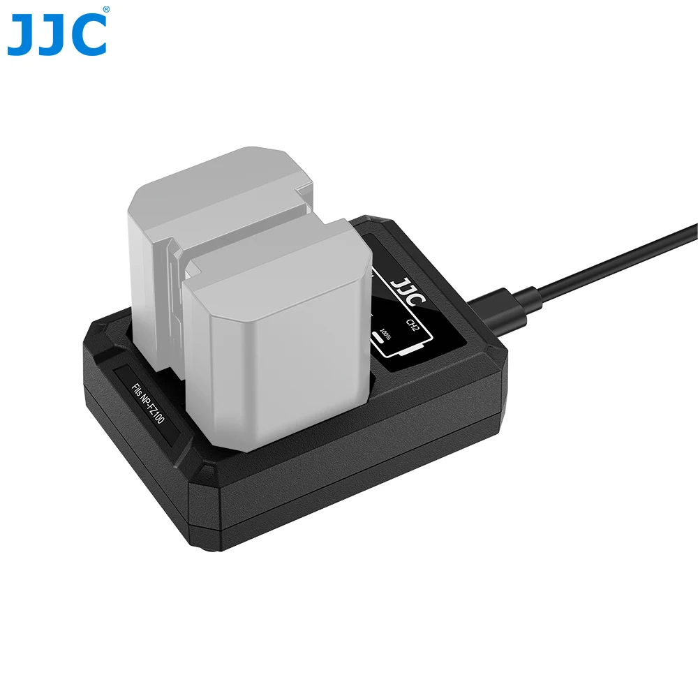 JJC USB نوع C شاحن بطارية الكاميرا المزدوجة لسوني NP-FZ100 سوني A7 III A7 IV A6700 FX3 FX30 ZV-E1 ZV-E10 II شاحن بطارية