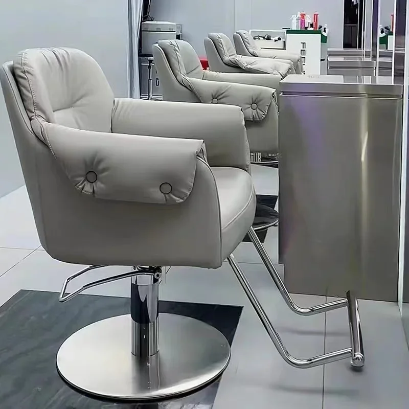 Nordic Minimalist Barber Chair Grey Trendy Aesthetic Comfy Hair Salon Chair Luxury Glamour Cadeira De Cabeleireiro Furniture