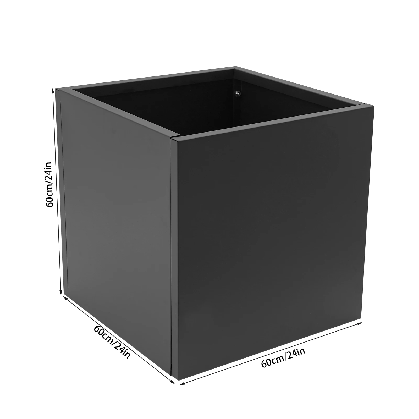 24Inch Steel Planter Box Black Metal Planter Large Square Indoor Outdoor Planters Cube Steel Heavy Duty Flower Pot