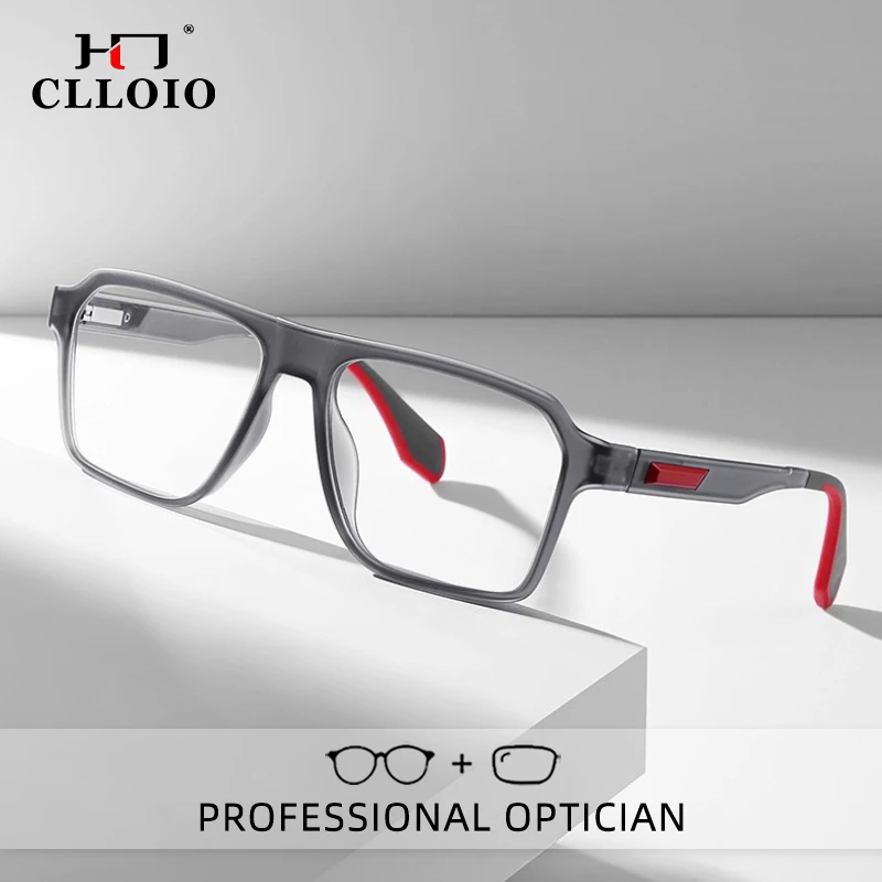 

CLLOIO Classic Comfortable Durable Anti Slip Anti Blue Light Myopia Glasses TR90 Square Progressive Prescription Reading Glasses