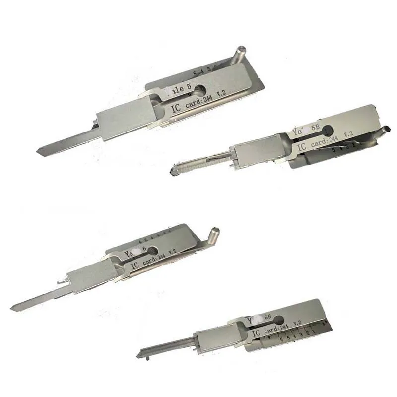 ชุดเครื่องมือช่างกุญแจรุ่นใหม่ล่าสุด Lishi Style 4 ชิ้น Y Ale 6 Yale6B Y Ale 5 Yale5B V.2 สีเงิน รุ่นอัปเดต สำหรับปลดล็อค Civic Lock