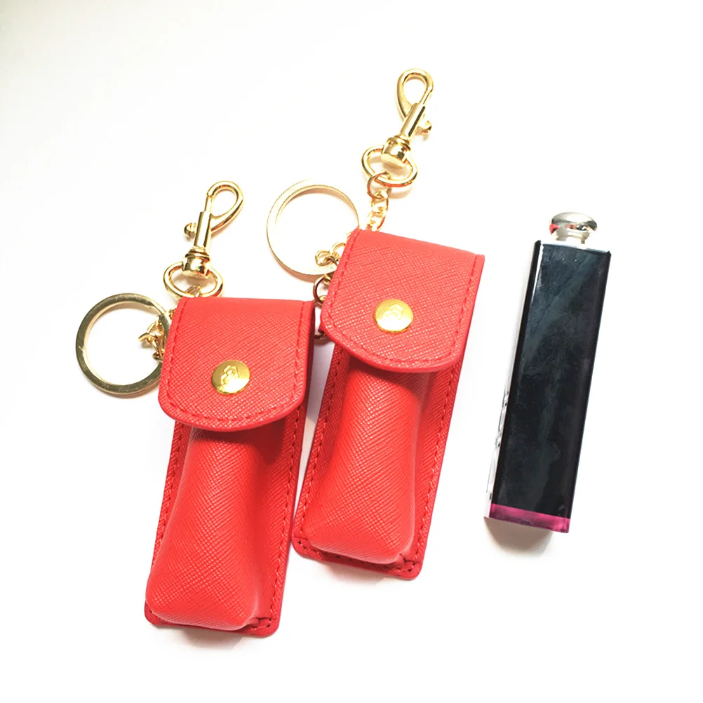 1pc porta rossetto portachiavi custodia rossa per donna balsamo per labbra custodia piccola organizzatore per trucco regalo accessorio a catena portatile